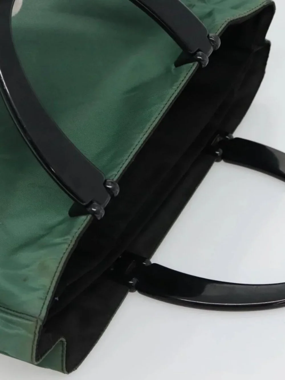 PRADA Hand Bag Nylon Green Auth th5642